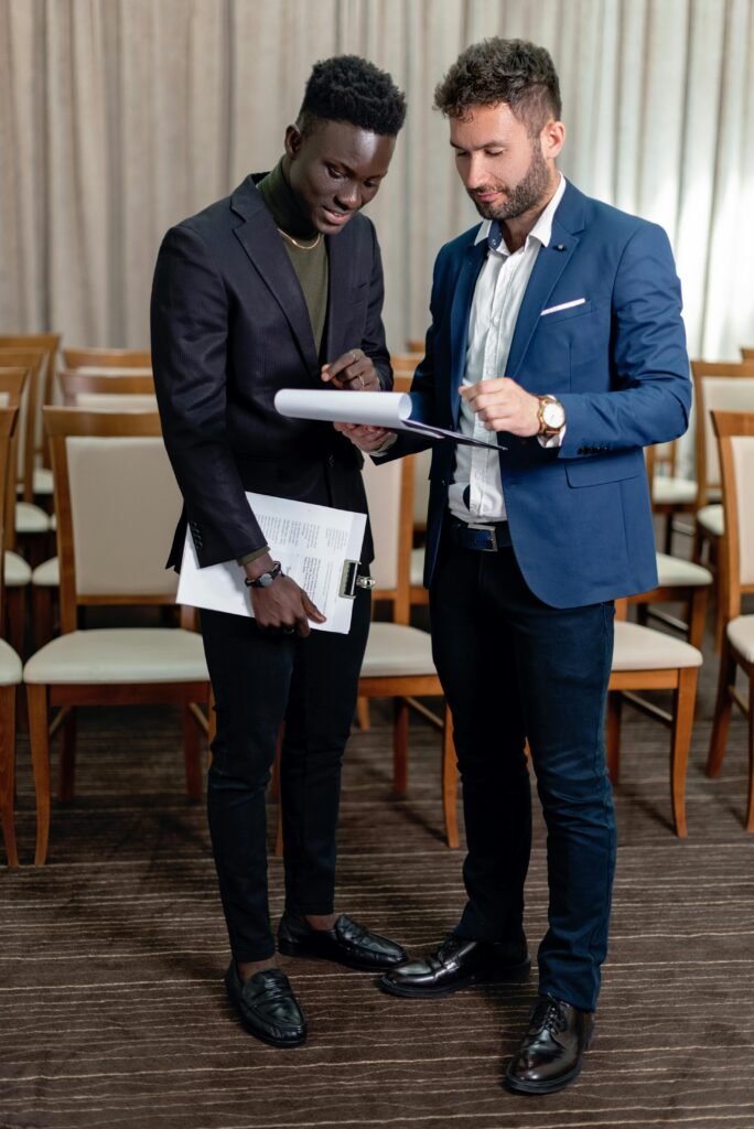 Professional event management team coordinating a corporate event in Rome